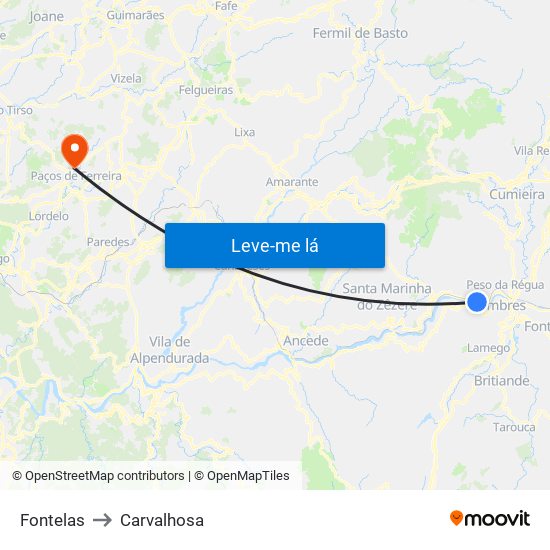 Fontelas to Carvalhosa map