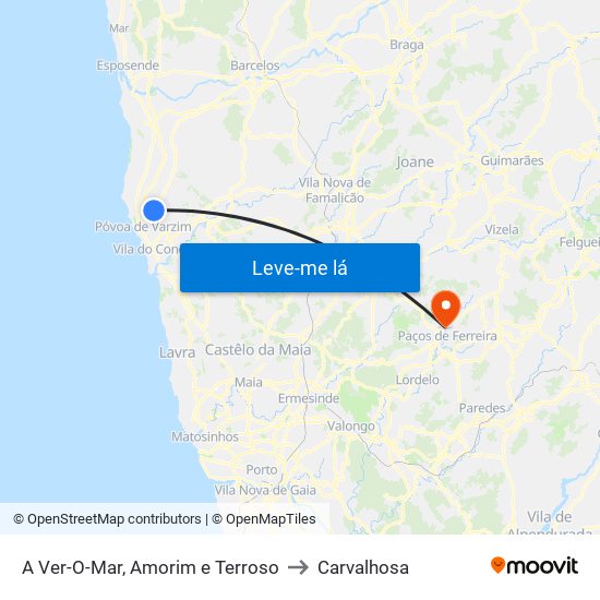 A Ver-O-Mar, Amorim e Terroso to Carvalhosa map
