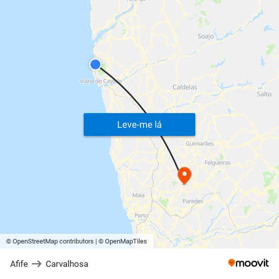 Afife to Carvalhosa map