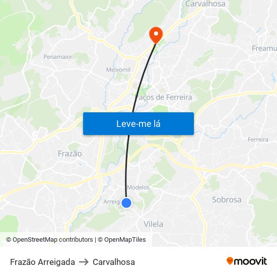 Frazão Arreigada to Carvalhosa map