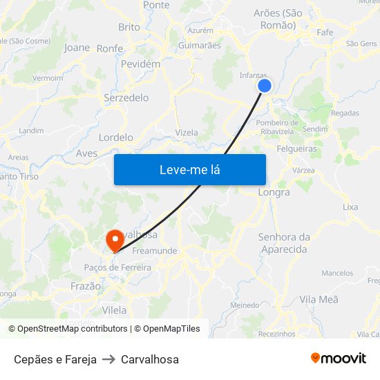 Cepães e Fareja to Carvalhosa map