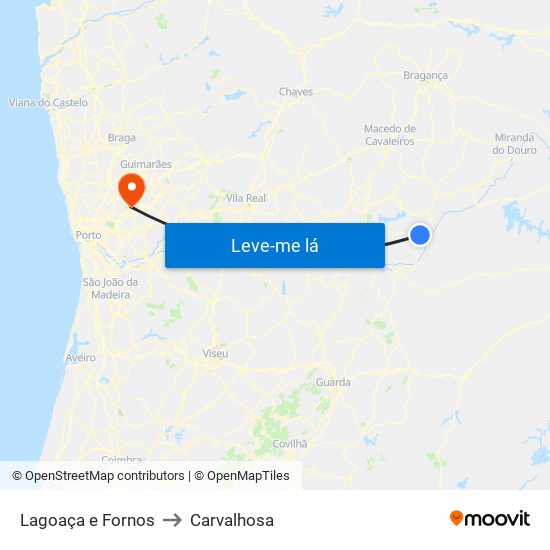 Lagoaça e Fornos to Carvalhosa map