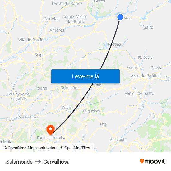 Salamonde to Carvalhosa map