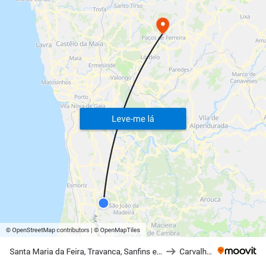 Santa Maria da Feira, Travanca, Sanfins e Espargo to Carvalhosa map