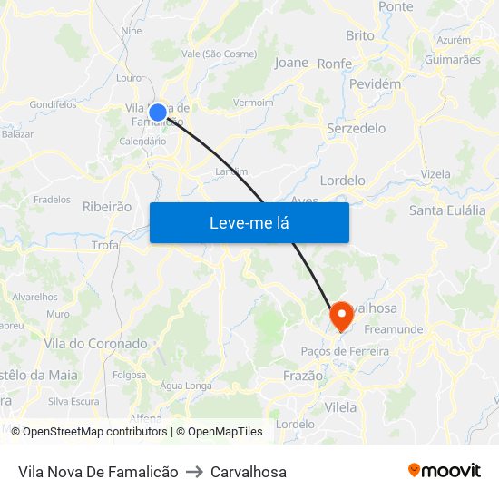 Vila Nova De Famalicão to Carvalhosa map