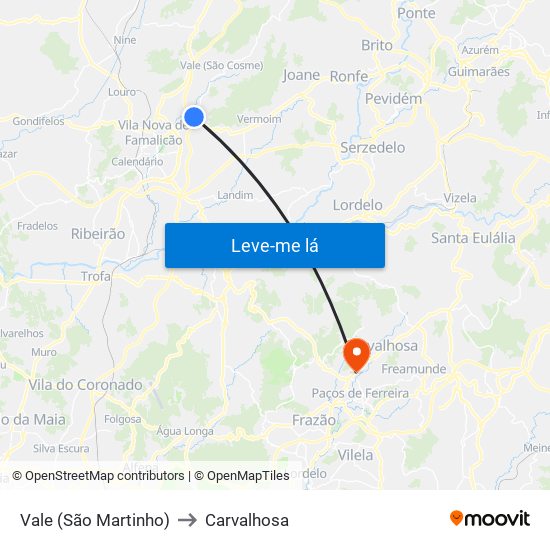 Vale (São Martinho) to Carvalhosa map
