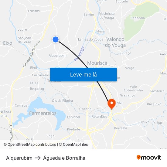 Alquerubim to Águeda e Borralha map