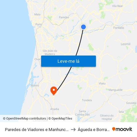 Paredes de Viadores e Manhuncelos to Águeda e Borralha map