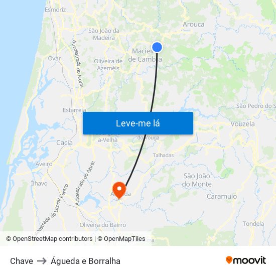 Chave to Águeda e Borralha map