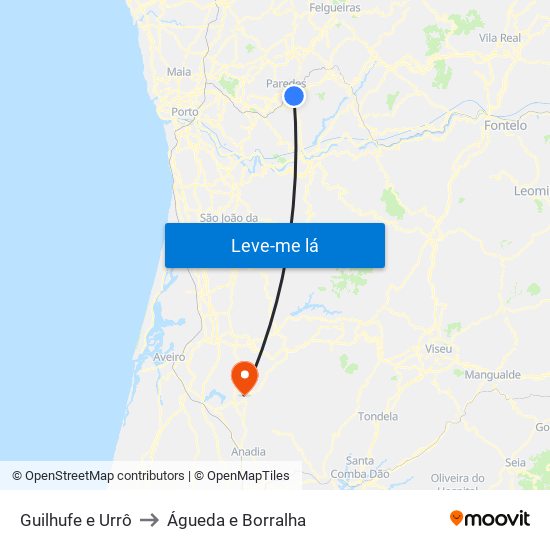 Guilhufe e Urrô to Águeda e Borralha map