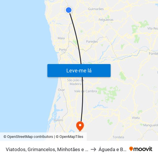 Viatodos, Grimancelos, Minhotães e Monte de Fralães to Águeda e Borralha map