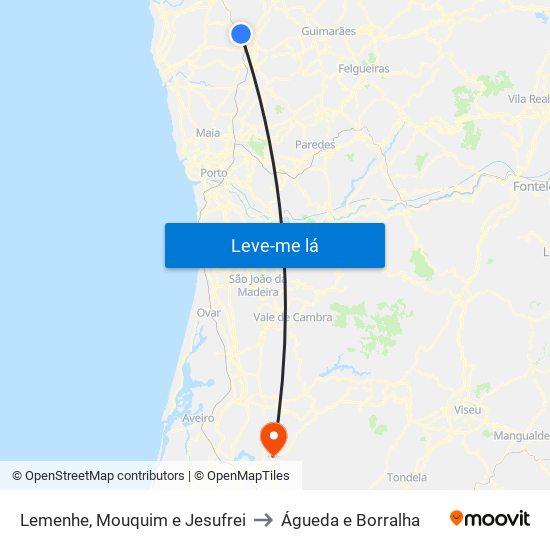 Lemenhe, Mouquim e Jesufrei to Águeda e Borralha map