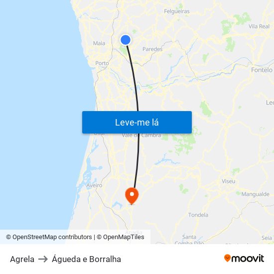 Agrela to Águeda e Borralha map