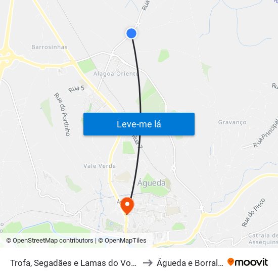 Trofa, Segadães e Lamas do Vouga to Águeda e Borralha map