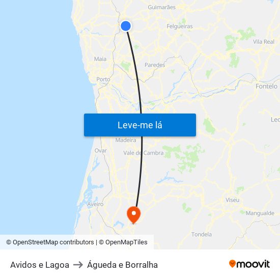 Avidos e Lagoa to Águeda e Borralha map