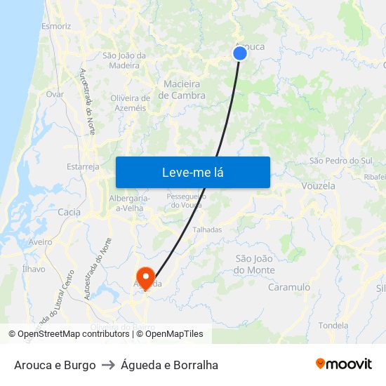 Arouca e Burgo to Águeda e Borralha map