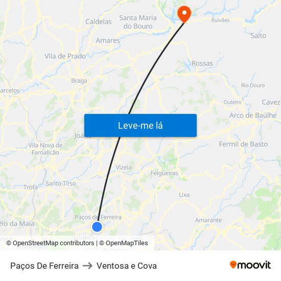 Paços De Ferreira to Ventosa e Cova map