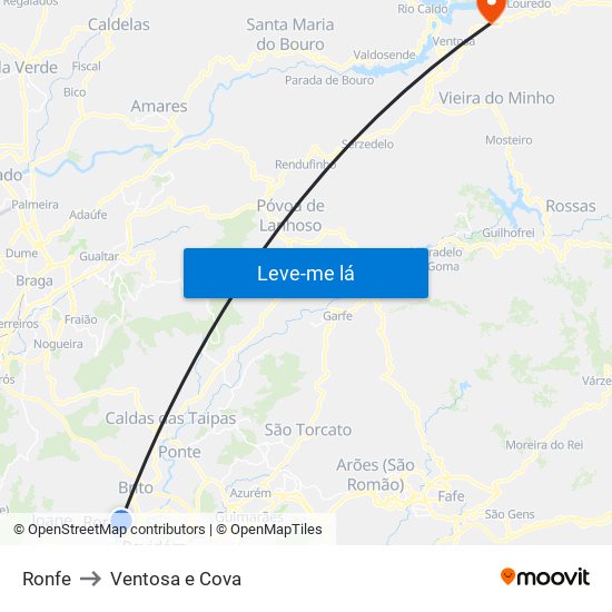 Ronfe to Ventosa e Cova map