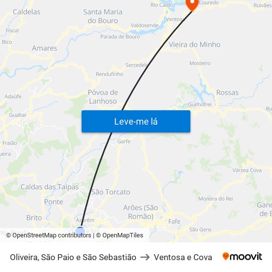 Oliveira, São Paio e São Sebastião to Ventosa e Cova map