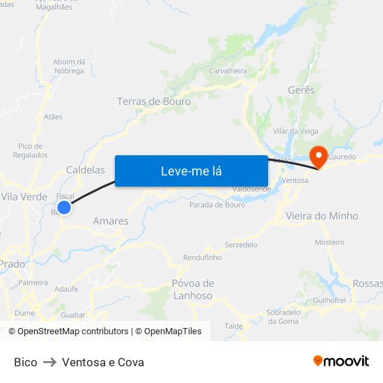 Bico to Ventosa e Cova map