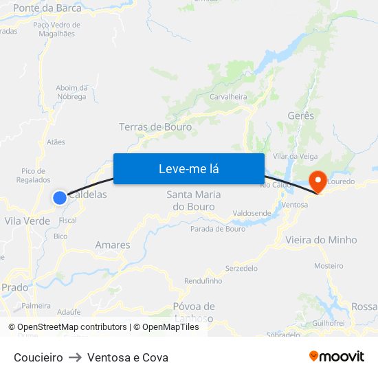 Coucieiro to Ventosa e Cova map