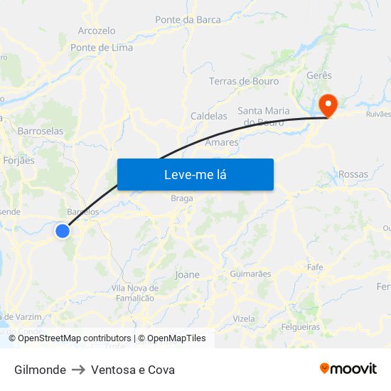 Gilmonde to Ventosa e Cova map