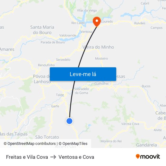 Freitas e Vila Cova to Ventosa e Cova map