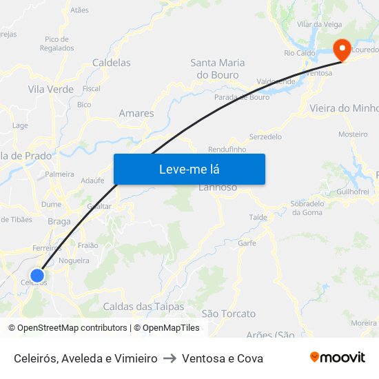 Celeirós, Aveleda e Vimieiro to Ventosa e Cova map