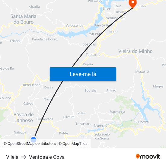 Vilela to Ventosa e Cova map