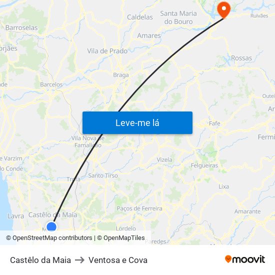Castêlo da Maia to Ventosa e Cova map