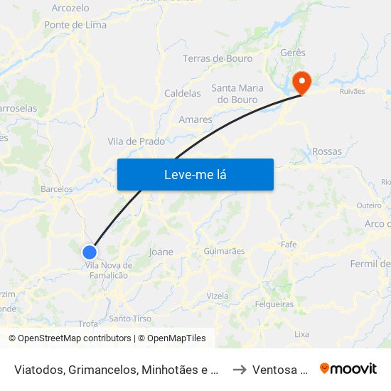 Viatodos, Grimancelos, Minhotães e Monte de Fralães to Ventosa e Cova map