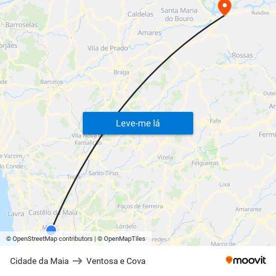 Cidade da Maia to Ventosa e Cova map