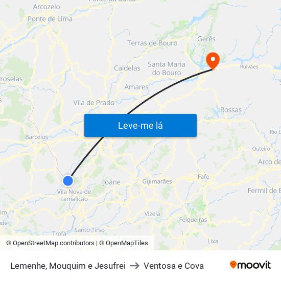 Lemenhe, Mouquim e Jesufrei to Ventosa e Cova map