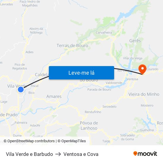 Vila Verde e Barbudo to Ventosa e Cova map