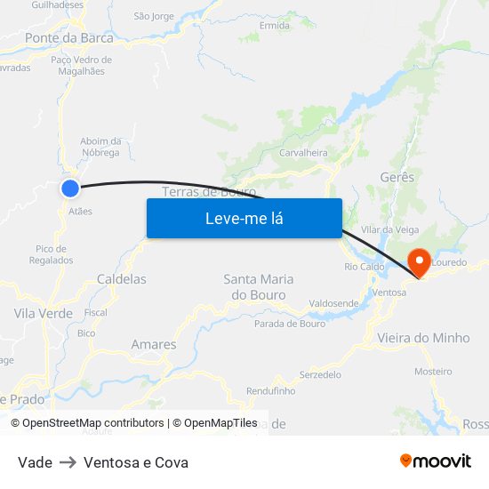 Vade to Ventosa e Cova map