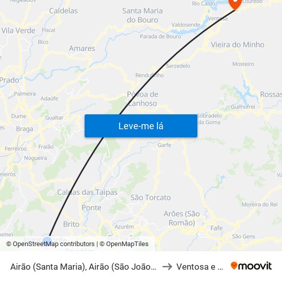 Airão (Santa Maria), Airão (São João) e Vermil to Ventosa e Cova map
