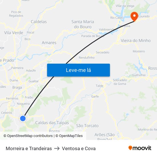 Morreira e Trandeiras to Ventosa e Cova map