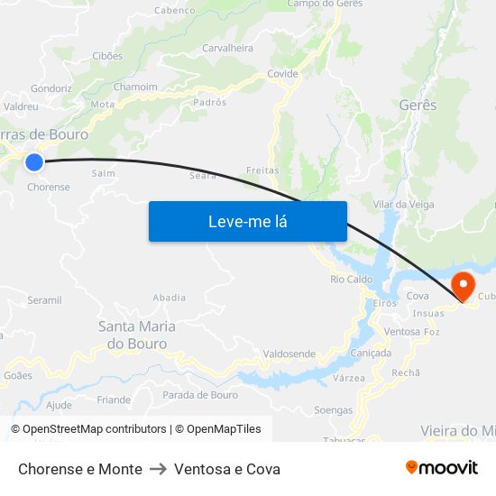 Chorense e Monte to Ventosa e Cova map