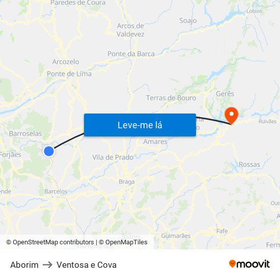 Aborim to Ventosa e Cova map