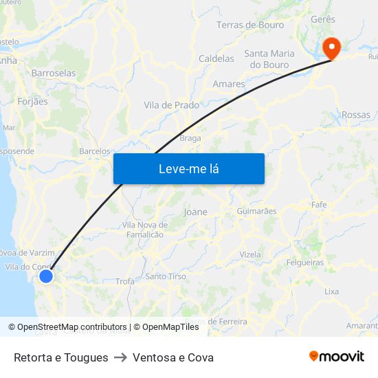 Retorta e Tougues to Ventosa e Cova map