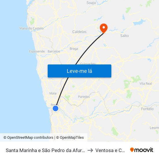 Santa Marinha e São Pedro da Afurada to Ventosa e Cova map