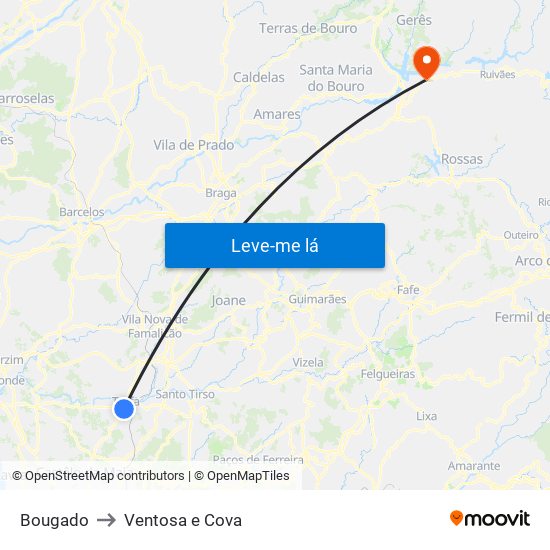 Bougado to Ventosa e Cova map