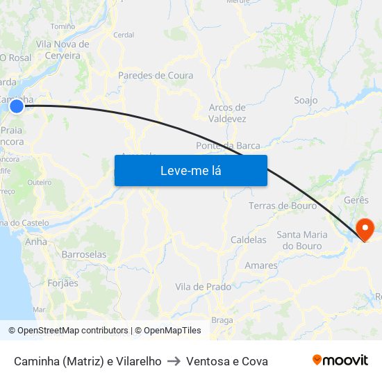 Caminha (Matriz) e Vilarelho to Ventosa e Cova map