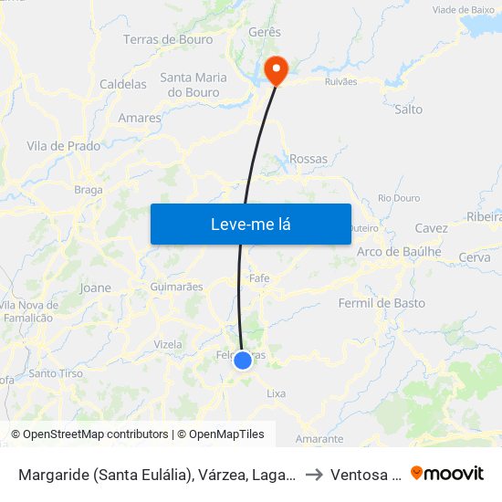 Margaride (Santa Eulália), Várzea, Lagares, Varziela e Moure to Ventosa e Cova map