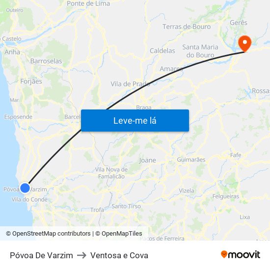 Póvoa De Varzim to Ventosa e Cova map