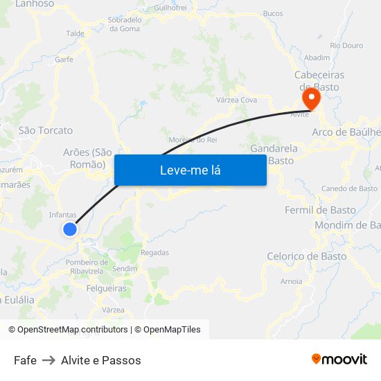 Fafe to Alvite e Passos map