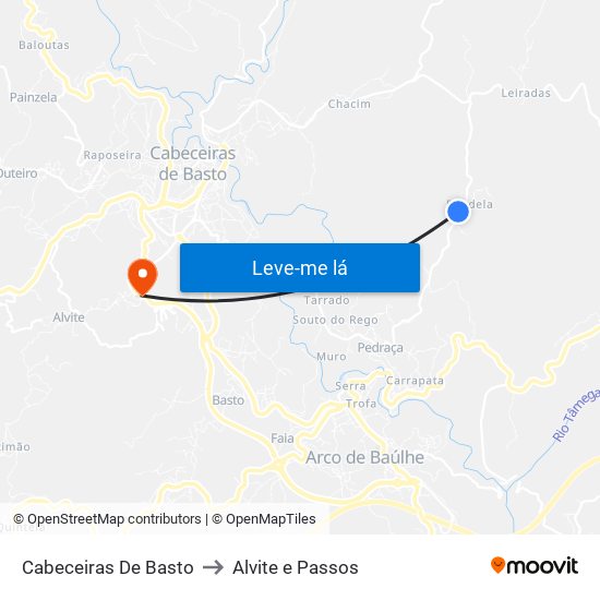 Cabeceiras De Basto to Alvite e Passos map