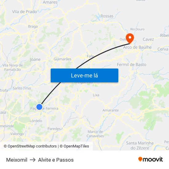 Meixomil to Alvite e Passos map