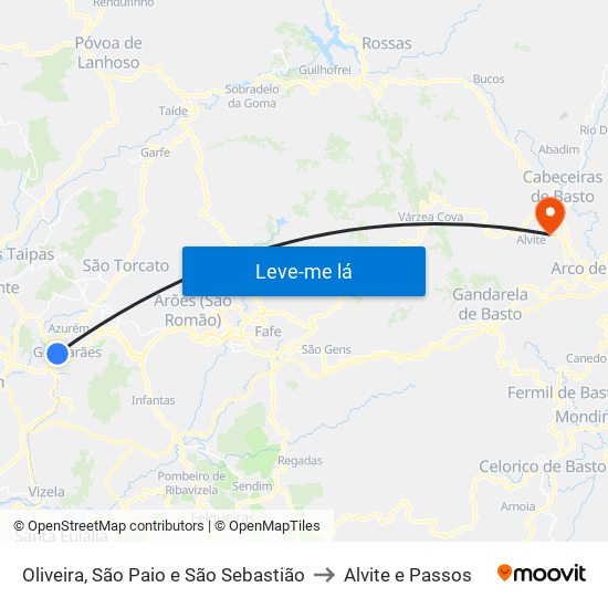 Oliveira, São Paio e São Sebastião to Alvite e Passos map