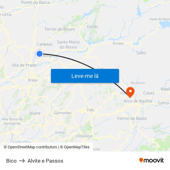Bico to Alvite e Passos map